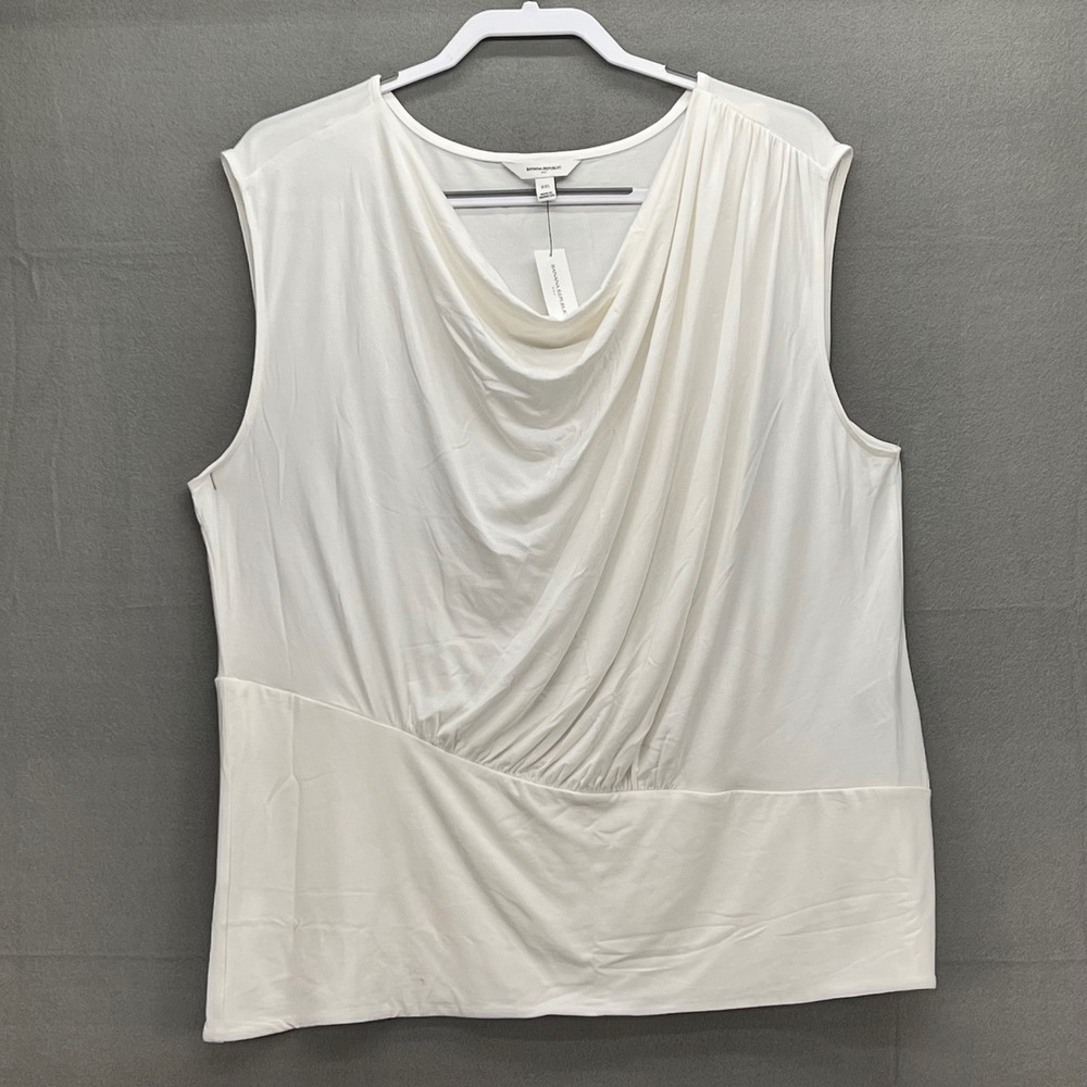 Banana Republic White Cowl Neck Draped Sleeveless Top Sz XXL Office Formal Chic